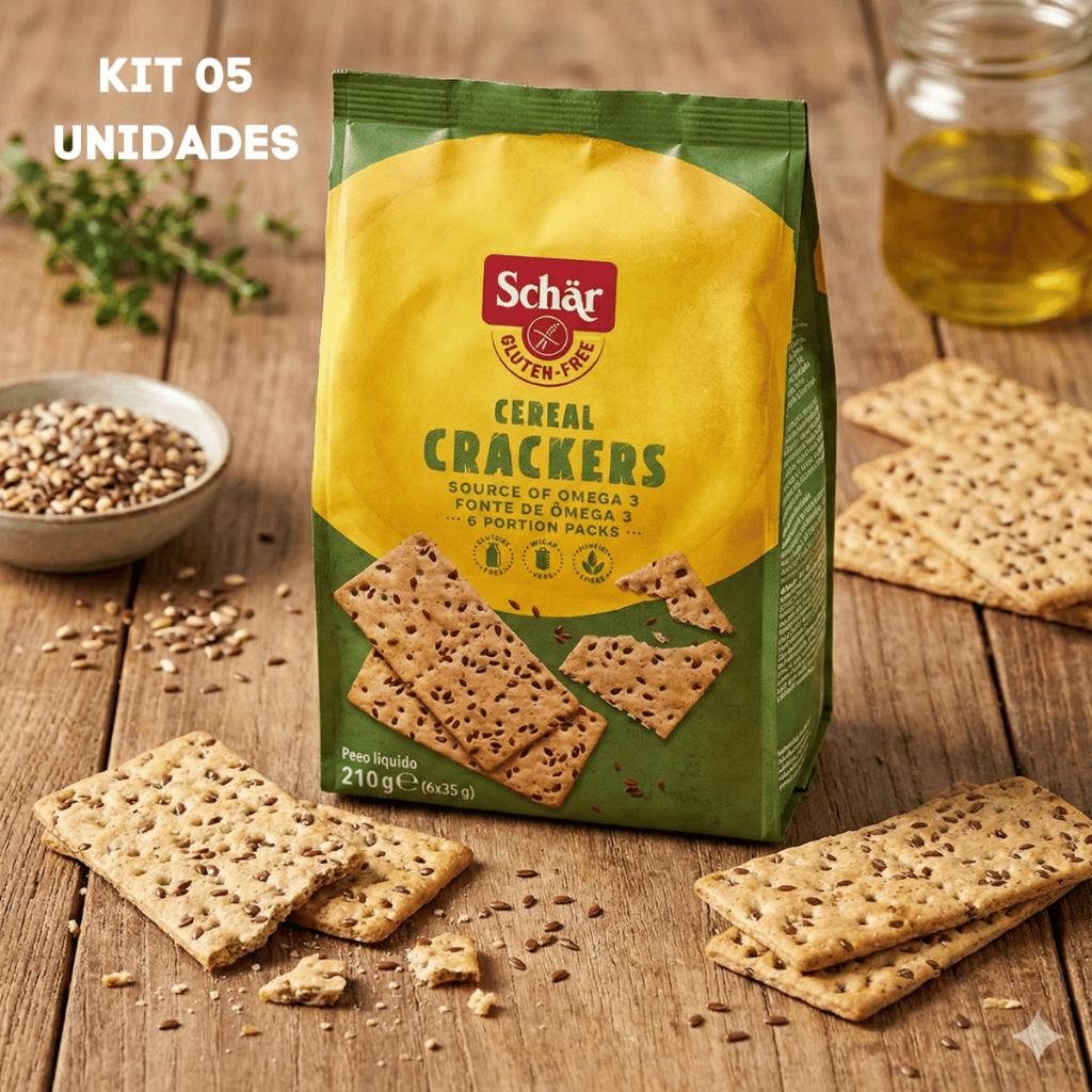 Kit 5 Biscoitos Cracker Multigrãos sem Glúten 210g - Schar