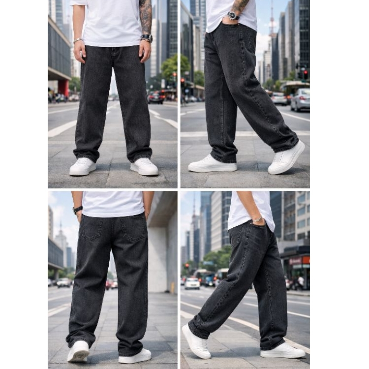 Calça Balão Masculina Jeans Baggy Estonada Larga Streetwear  Sk8 -Mandrake 100% Algodao