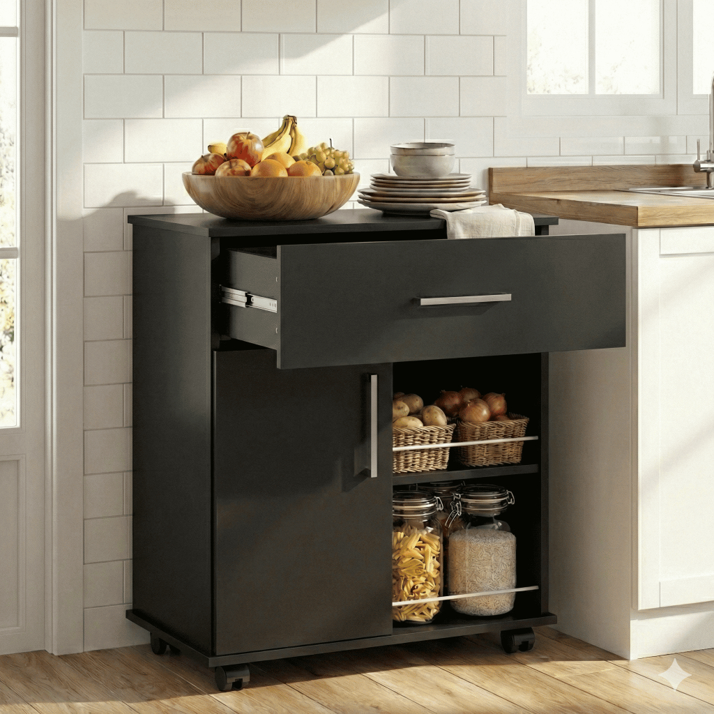 Armário de Cozinha Pequeno com Fruteira Integrada e Tampo para Eletrodomésticos em Oferta na Shopee