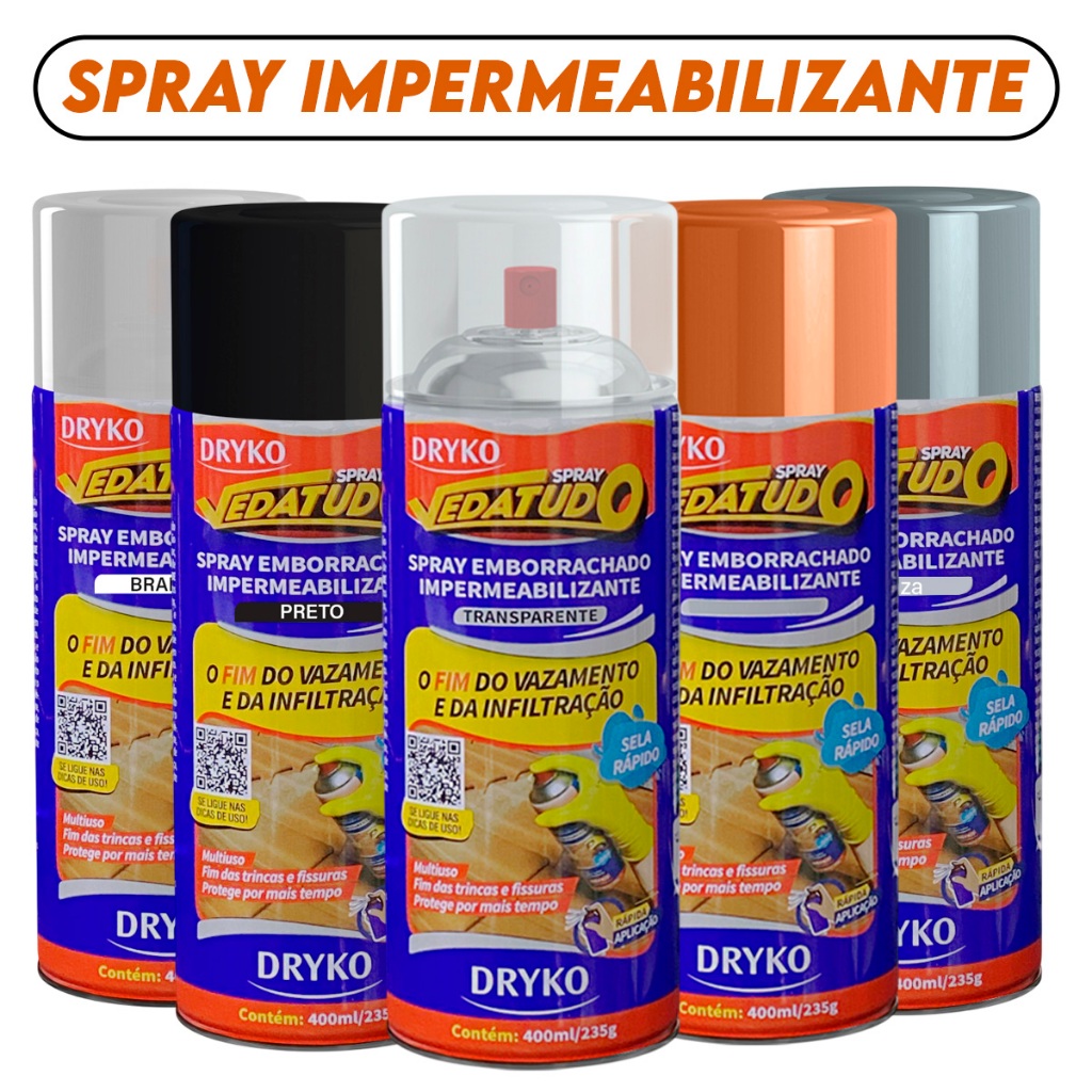 Spray Veda Tudo Borracha Líquida Impermeabilizante Transparente 400ml