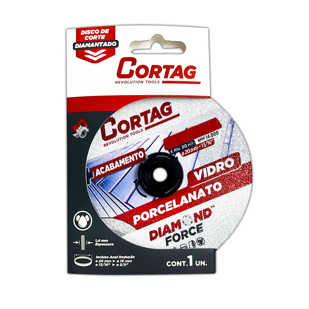 Cortag Disco Diamantado 115mm Porcelanato Vidro 62797 Corte Fino Preciso Acabamento Limpo