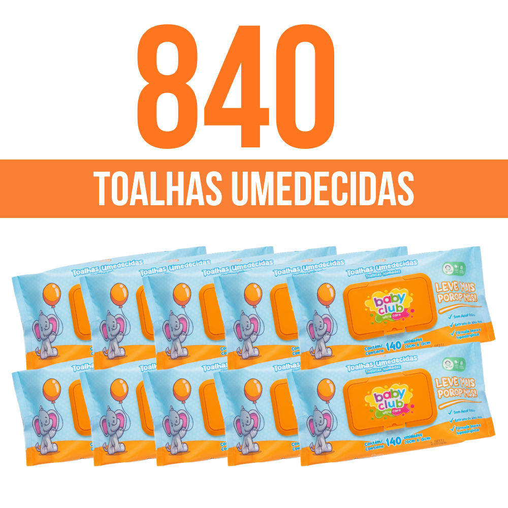 Kit Toalhas Umedecido Baby Club Hipoalérgico Pacote Lenços Higiênico Com Tampa Infantil Bebê