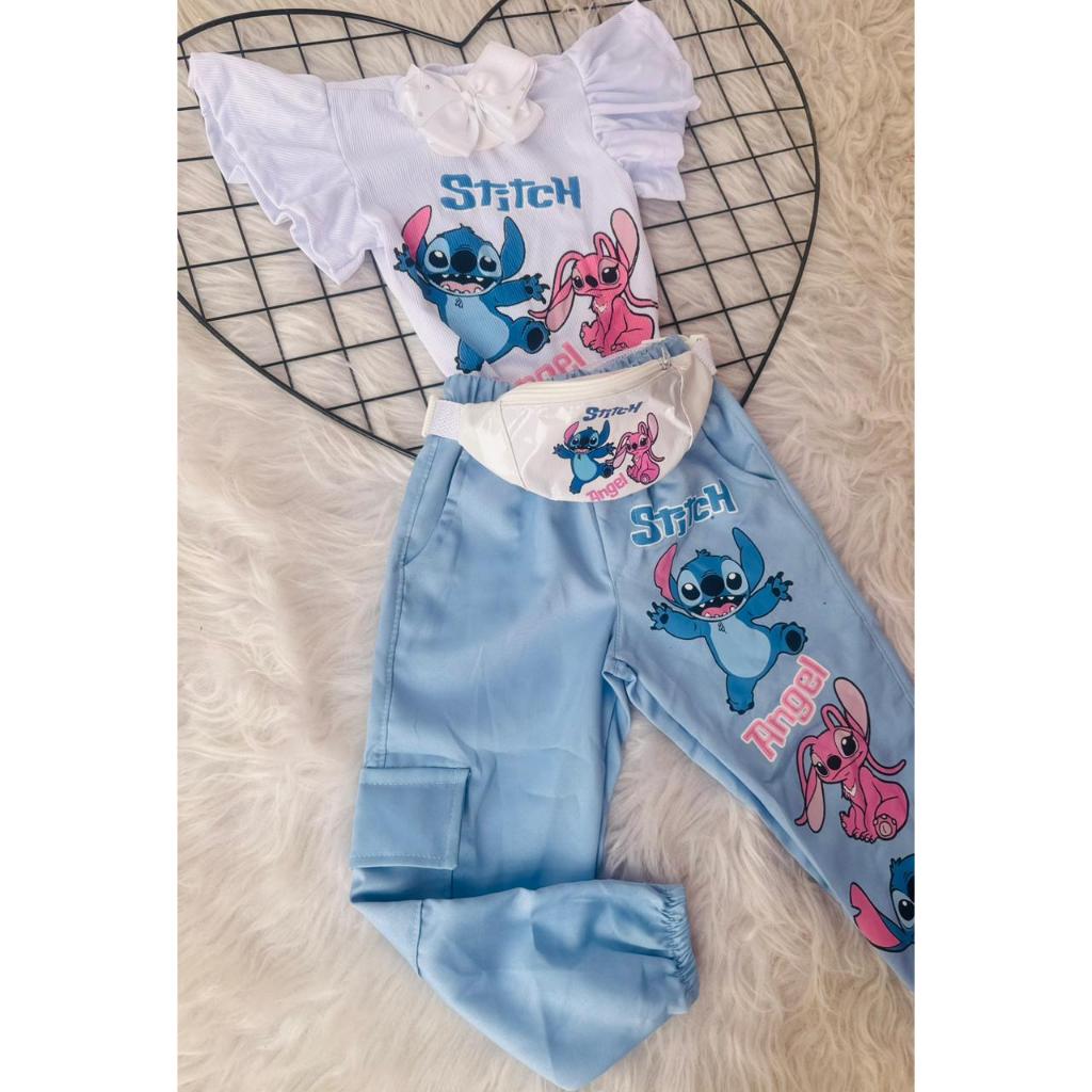 Conjunto infantil calça menina princesa com pochete