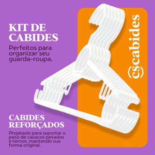 Cabide Reforçado Antideslizantes Kit Com 30 cabides brancos atacado premium em Oferta na Shopee