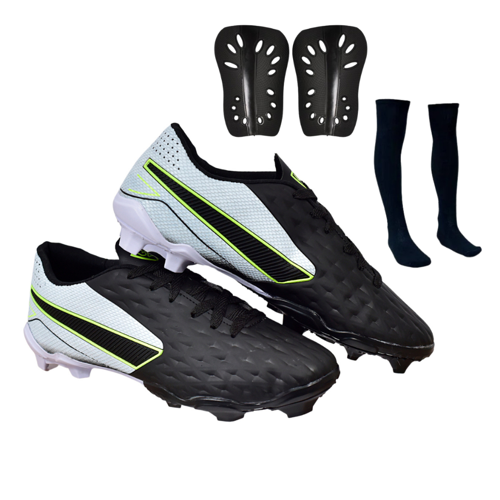 Chuteira Impactor Campo Adulto Gramado Uzze Sport + Meião Caneleira
