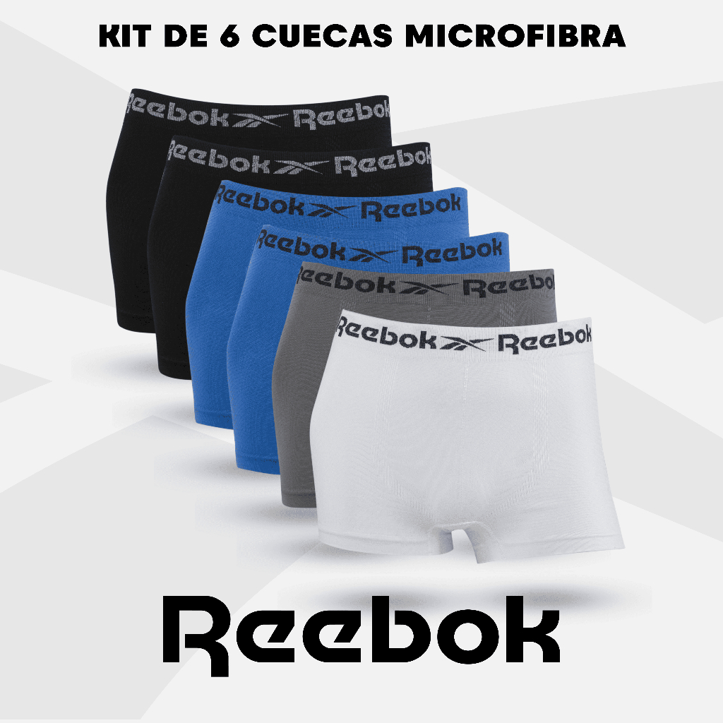 Kit 6 Cuecas Boxer Reebok Classic Microfibra em Oferta na Shopee