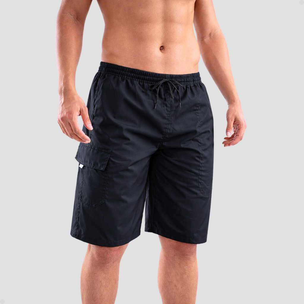 Bermuda Masculina Sarja Bermudas Masculinas Brim Cargo Bolso Elástico na Cintura Short Masculino em Oferta na Shopee