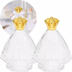Kit 10 Frascos de Vidro Nossa Senhora Aparecida Santinha 120ml + Coroa Metalizada