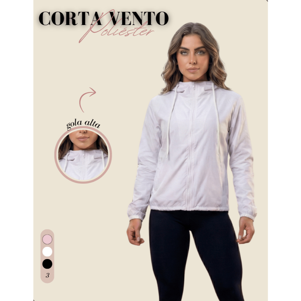 Corta Vento Jaqueta Casaco 100% Forrada Feminino Com Capuz Academia Esporte Ar Livre em Oferta na Shopee