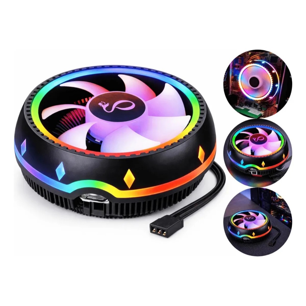 Cooler Led Rgb Ventoinha Pc Cpu Processador Intel Amd