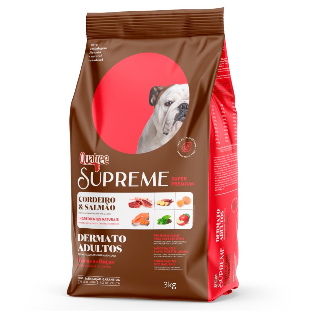 Ração Quatree Supreme Dermato Adulto Cordeiro/salmão 3kg Todas as Raças