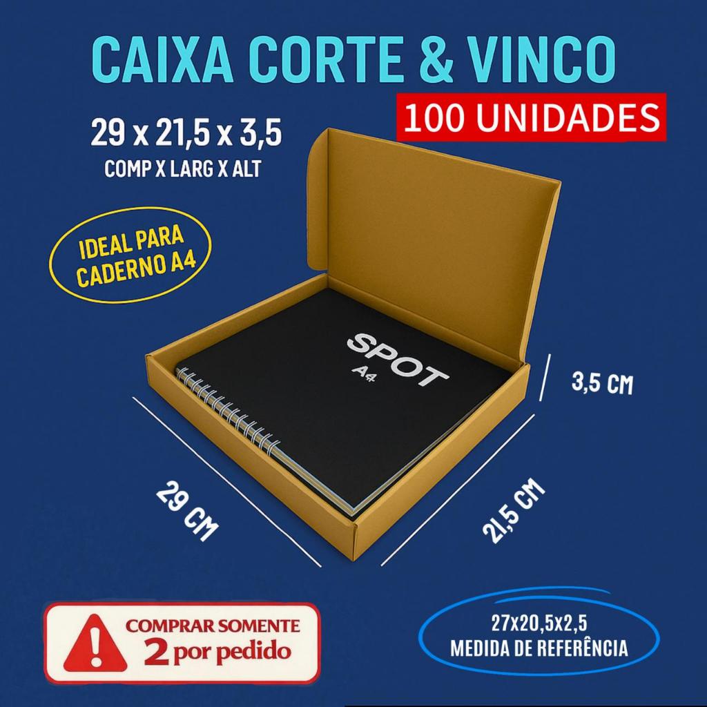 100 Caixas de Papelão  Medidas Internas 29x21,5x3,5 - Correios - IDEAL PARA CADERNO A4 em Oferta na Shopee