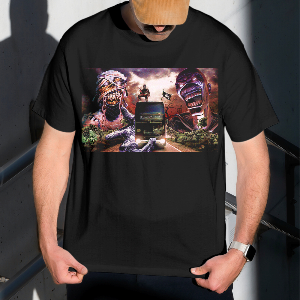 Camiseta Masculina Estampa Iron Maiden Onibus 100% Algodão Estilo Conforto Diário Do Tamanho P ao GG