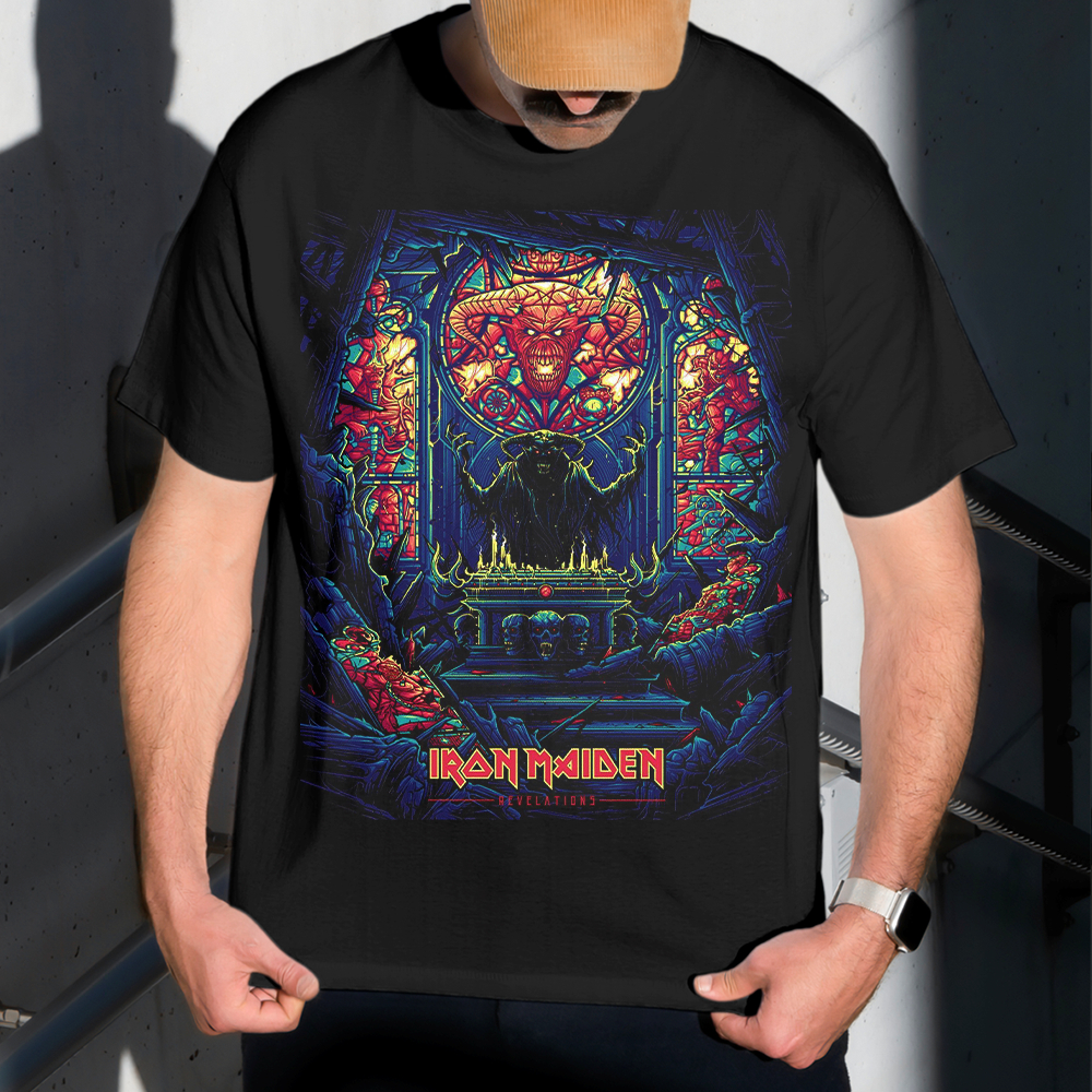 Camiseta Masculina Estampa Iron Maiden Igreja 100% Algodão Estilo Conforto Diário Do Tamanho P ao GG