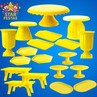 Kit Festa 19 peças - Boleiras, Bandejas e Vasos