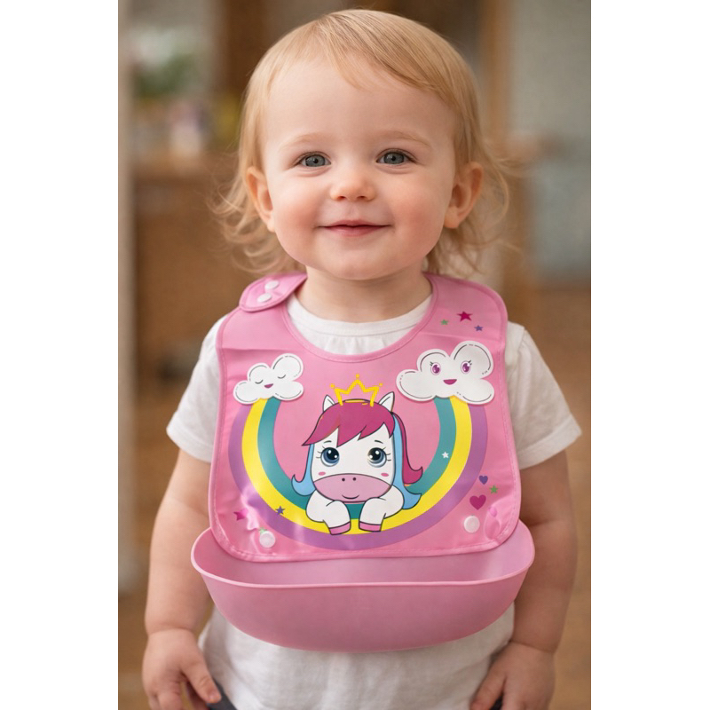 Babador De Silicone Para Bebê Impermeável Cata Migalhas Infantil Babador Para Bebê