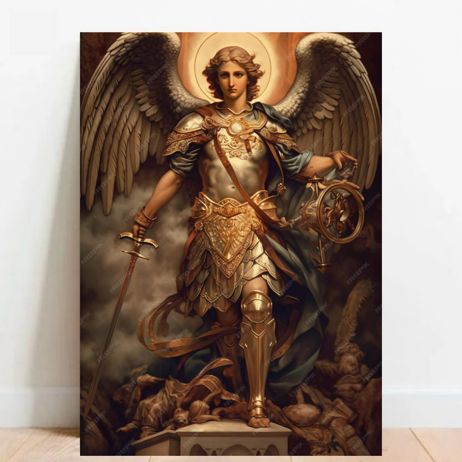 Quadro Placa decorativa Prece Oração a São Miguel Santo icone imagem Catolica catolicismo 01