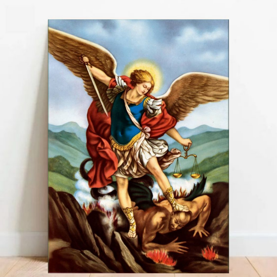 Quadro Placa decorativa Prece Oração a São Miguel Santo icone imagem Catolica catolicismo 03