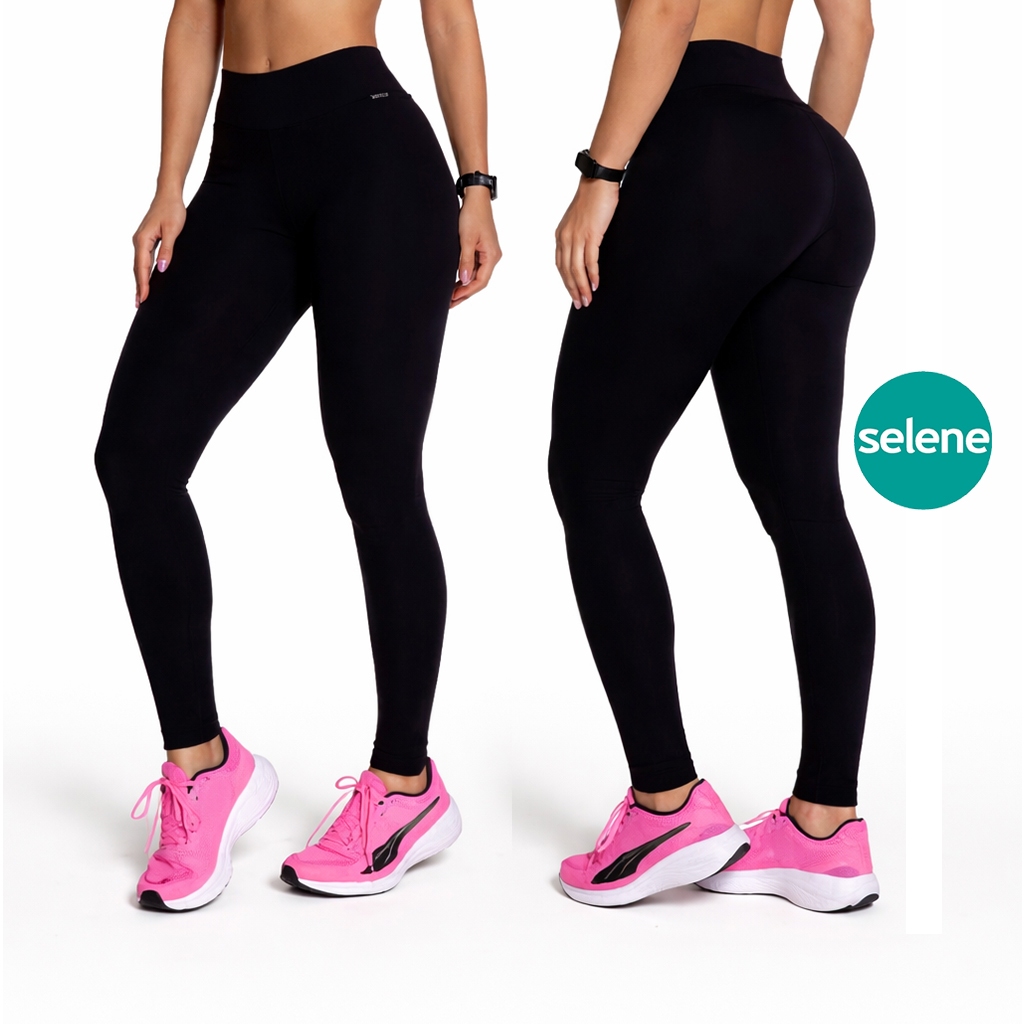 Legging Poliamida Fitness Reforçada Cintura Alta Preta Básica Grossa Academia Ginastica