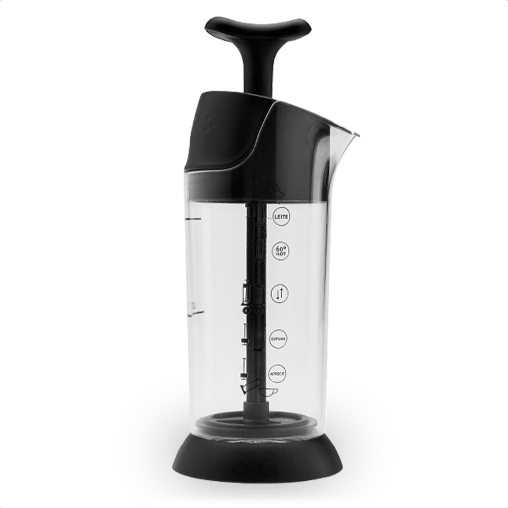 Espumador de Leite Cremeira Manual 350ml Preto Misturador Portátil Pressca