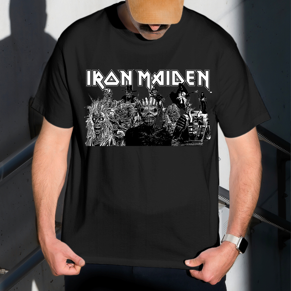 Camiseta Masculina Estampa Iron Maiden Grupo 100% Algodão Estilo Conforto Diário Do Tamanho P ao GG