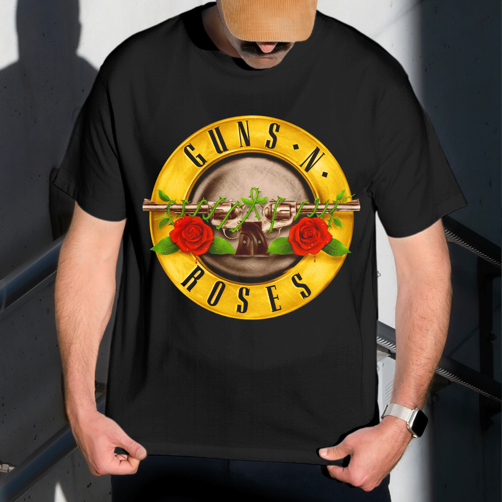 Camiseta Masculina Estampa Guns N' Roses Logo 100% Algodão Estilo Conforto Diário Do Tamanho P ao GG