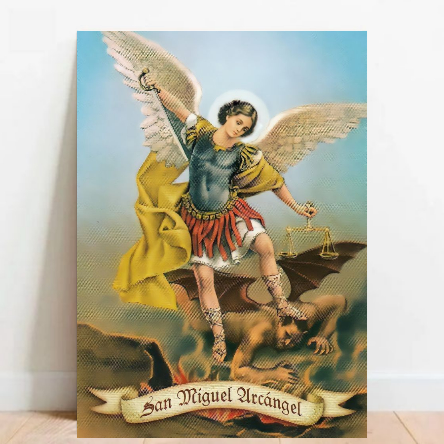Quadro Placa decorativa Prece Oração a São Miguel Santo icone imagem Catolica catolicismo 04
