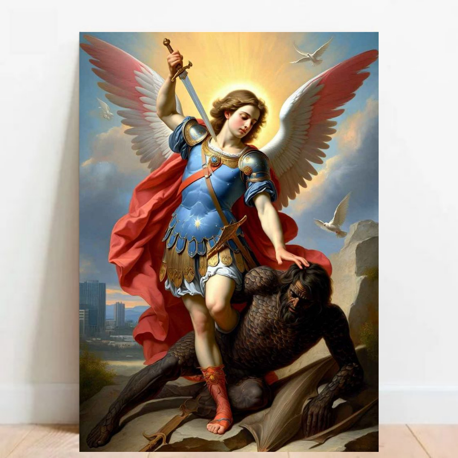 Quadro Placa decorativa Prece Oração a São Miguel Santo icone imagem Catolica catolicismo 05