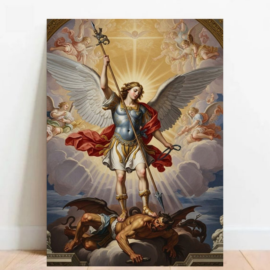 Quadro Placa decorativa Prece Oração a São Miguel Santo icone imagem Catolica catolicismo 06