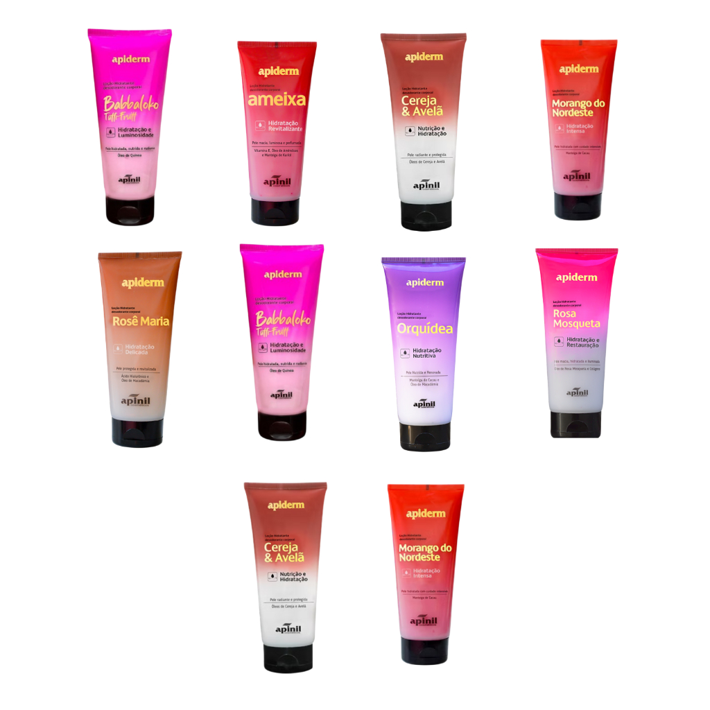 LOÇÃO HIDRATANTE CORPORAL APIDERM APINIL KIT 10 UNIDADES