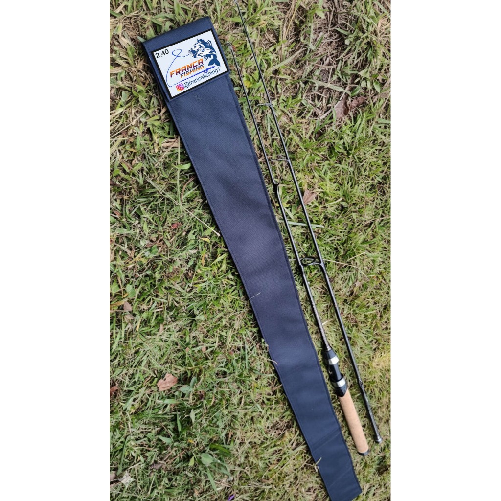 Capa Para Vara De Pesca 2,40m Bipartida Nylon Reforçada Com Divisória Dupla - Proteção Premium, na cor( preta ) em Oferta na Shopee