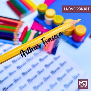 150 Etiquetas Escolares Personalizadas para Lápis e Cadernos Transparente ou colorido branco em Oferta na Shopee