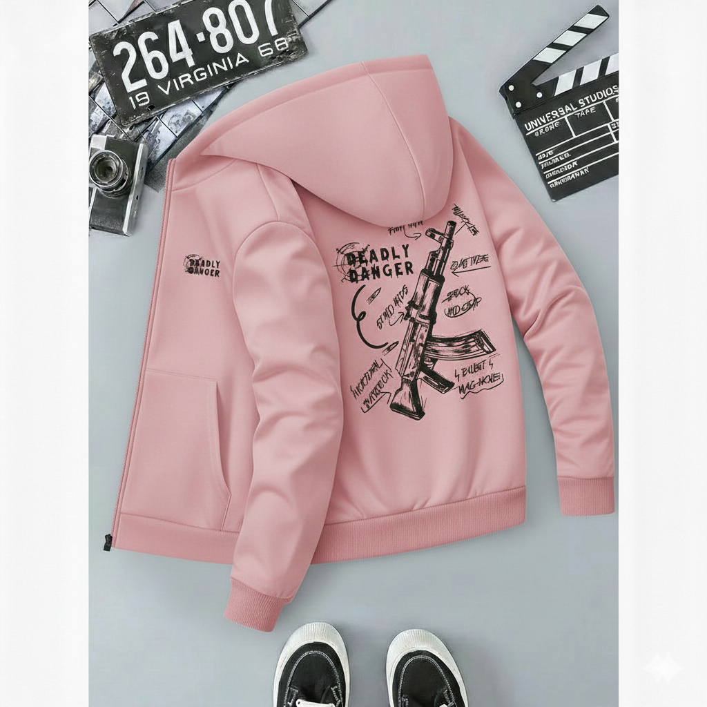 Moleton  masculina com capuz e estampa Bad Boys Outlaw e estilo fecho de zíper, agasalho casual de outono/inverno