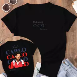 Camiseta Tradicional Jesus Céu Católica Santo Beato Carlo Acutis 100% Algodão Unissex