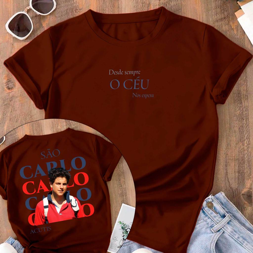Camiseta Tradicional Jesus Céu Católica Santo Beato Carlo Acutis 100% Algodão Unissex — imagem 2 de 2