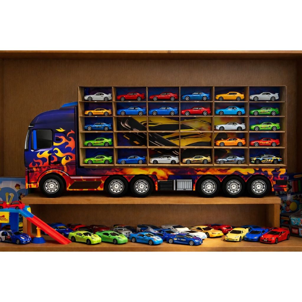 Porta Carrinhos Hotwheels Azul Estante Para 42 Carrinhos