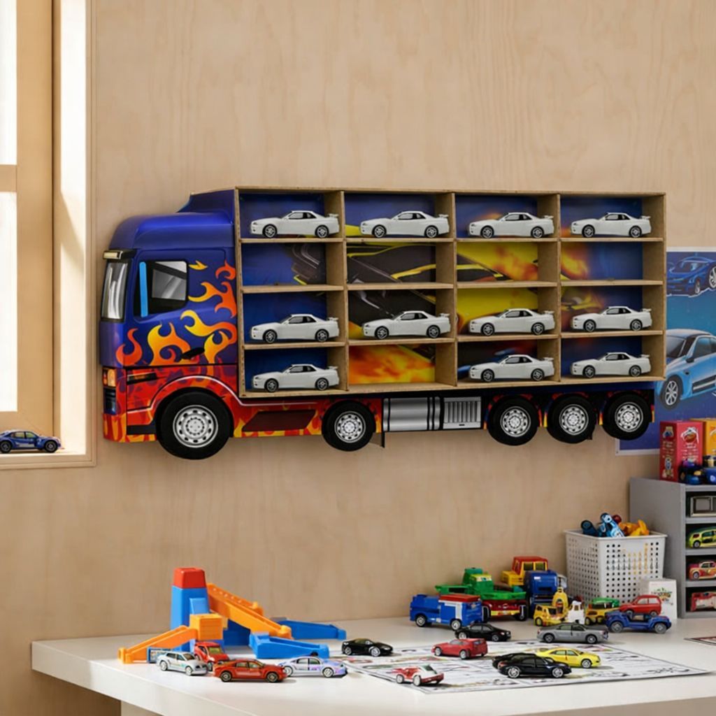 Estantes Carreta Caminhão Hot Wheels Suporta 20 Carrinhos Prateleira Parede