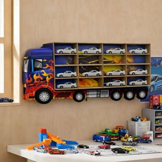 Organizador de Carrinhos HotWheels Porta 20 Carrinhos em Madeira MDF Caminhão em Oferta na Shopee