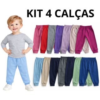 Kit 4 Calças Infantil Cores Sortidas Mijão Bebê Ribana Algodão Menino Menina Confortável | RN ao G e 1 ao 10 | REF 2435 em Oferta na Shopee
