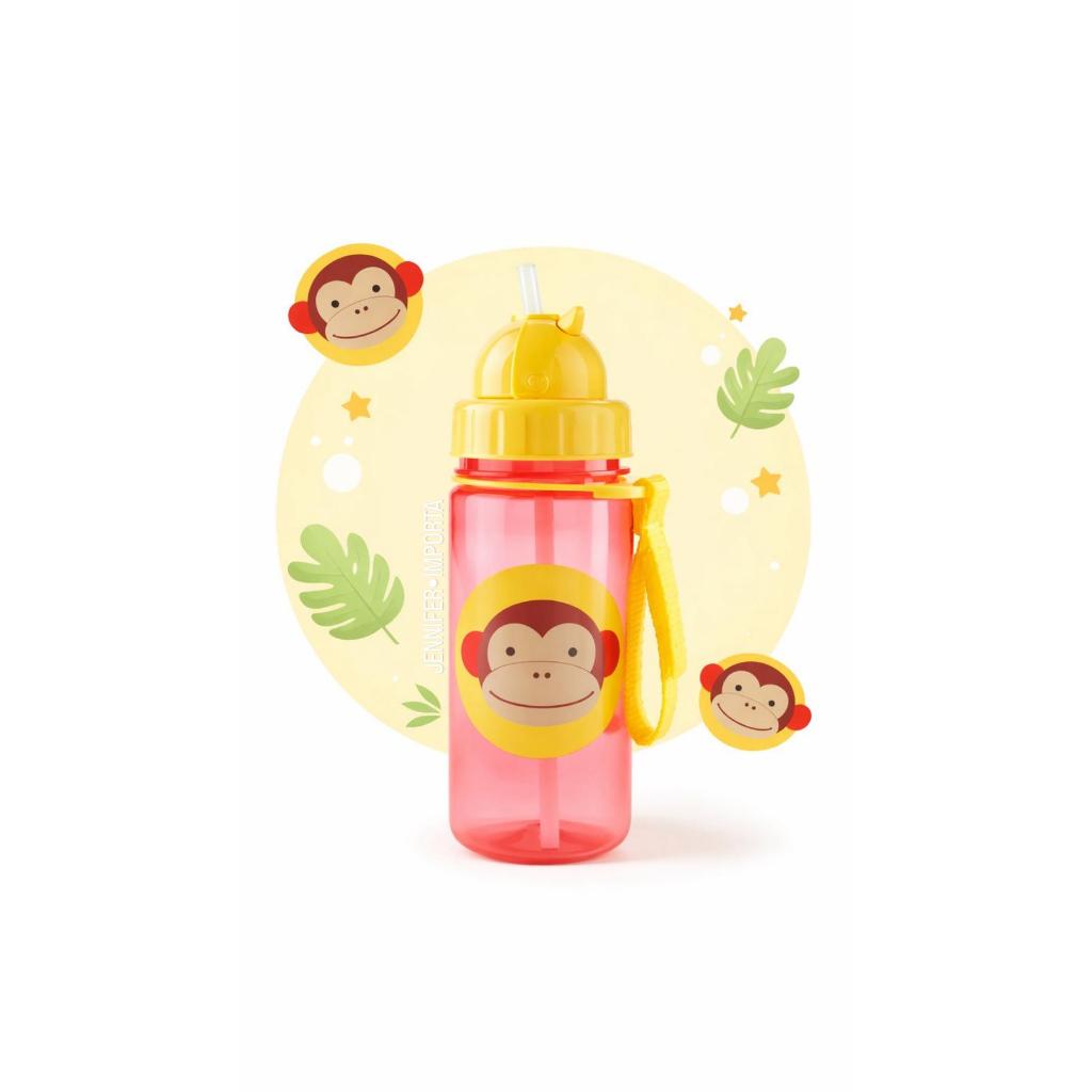 Garrafa Macaco Canudo Agua Criança Escola Lancheira Marca Importada Original 390ml