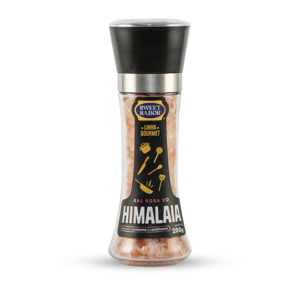 Moedor Premium Sal Rosa do Himalaia 200g Sweet Sabor  Qualidade Gourmet