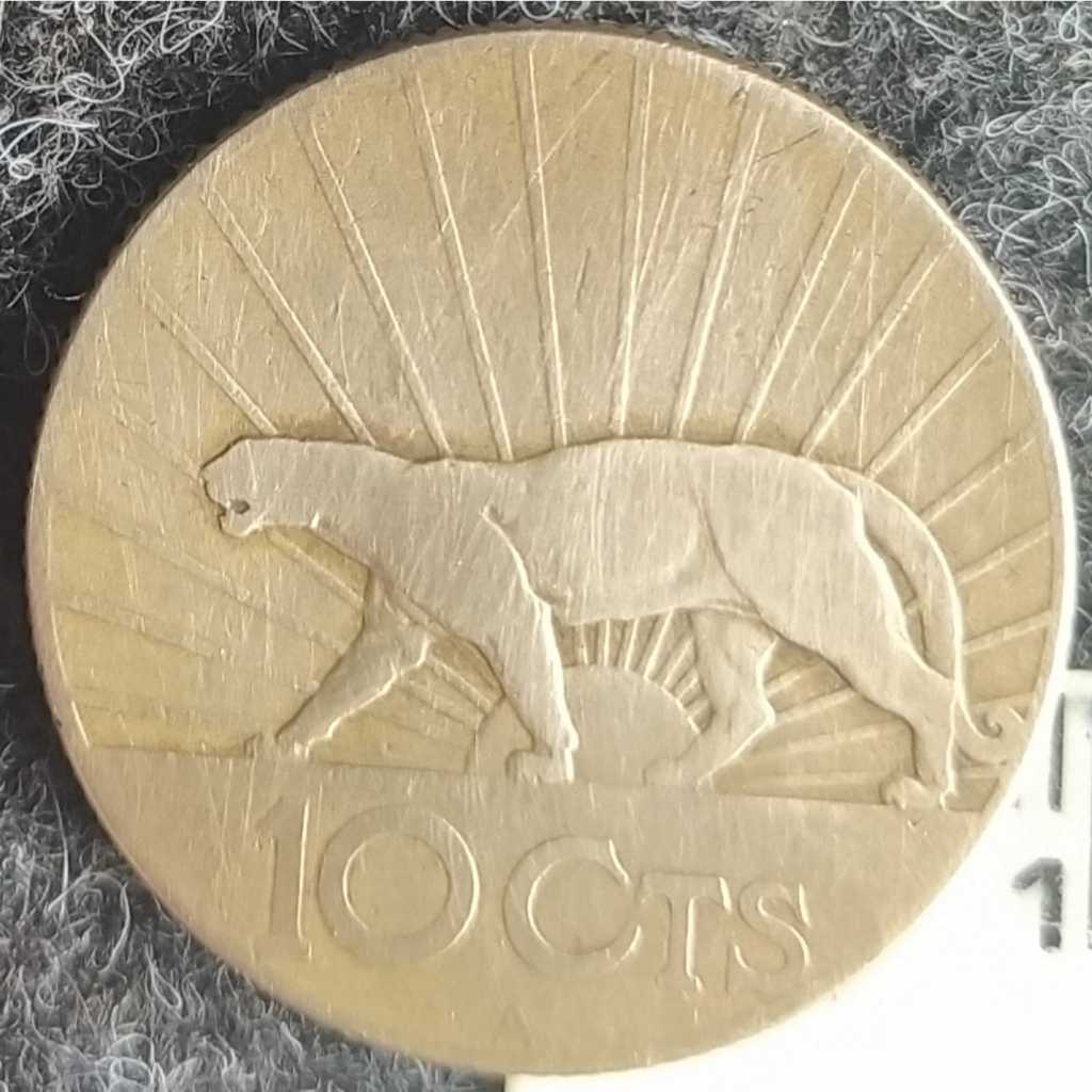 JR-1912 Moeda Uruguai 10 Centésimos 1936 - Período Peso Uruguaio 1862-1974
