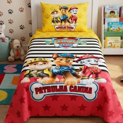Lençol Cobre Leito Solteiro + Fronha Patrulha canina collors