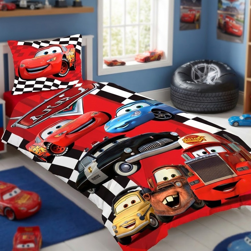 Lençol sem elástico Solteiro  + Fronha CARROS  LCS 122 em Oferta na Shopee