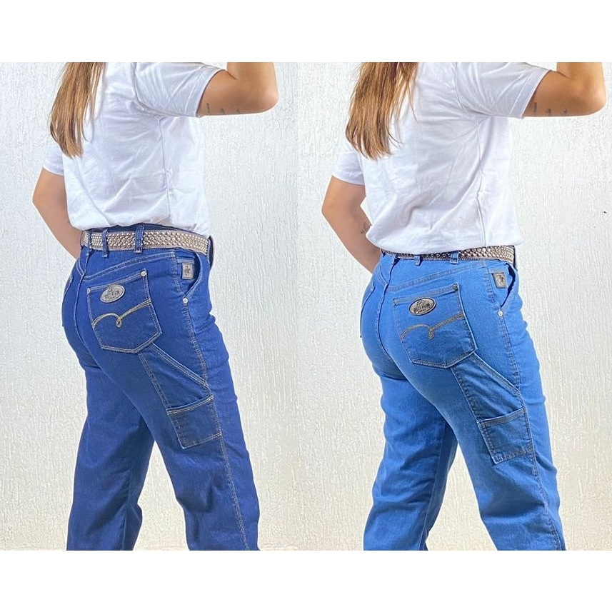 Kit 2 Calças Jeans Carpinteira Feminina Tam 34 ao 56
