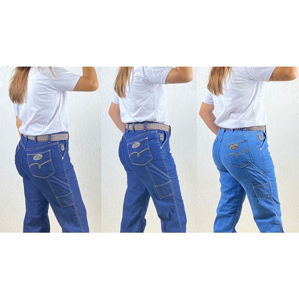 Kit 3 Calças Jeans Carpinteira Feminina Tam 34 ao 56