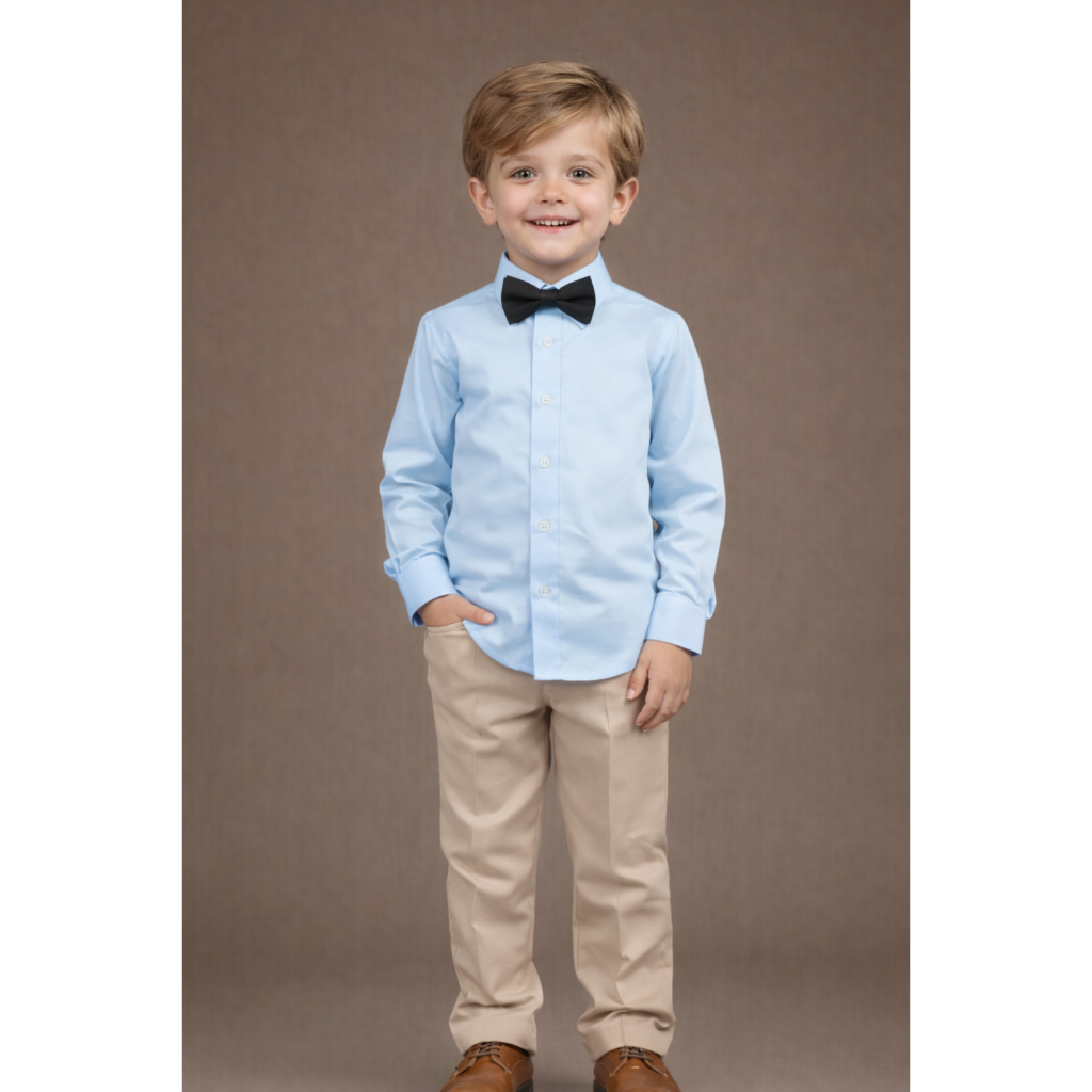 Camisa Social Infantil Masculina De Botão Algodão Misto Tamanhos 2 A 14 Anos