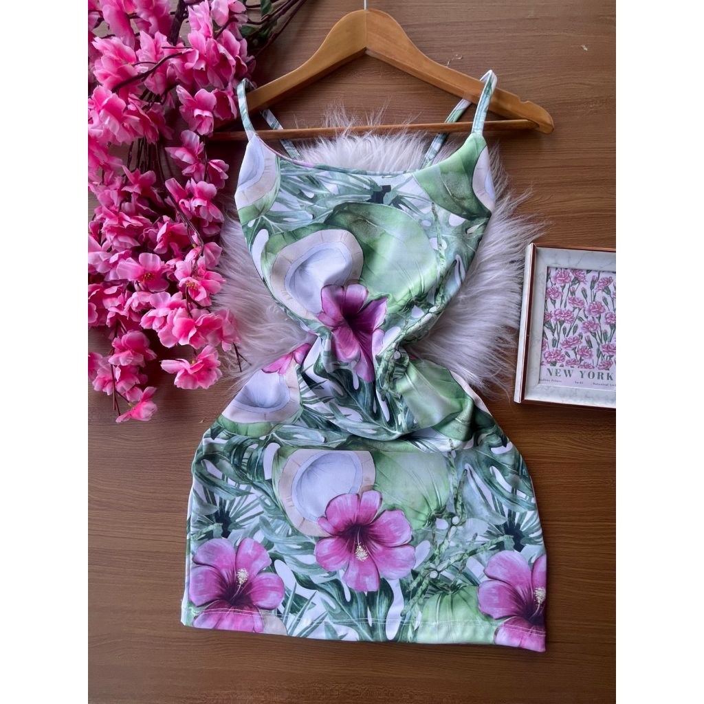 Vestido Feminino Tubinho de Alça Feminino Slim Vestido Básico estampados e lisos coladinho — imagem 2 de 2