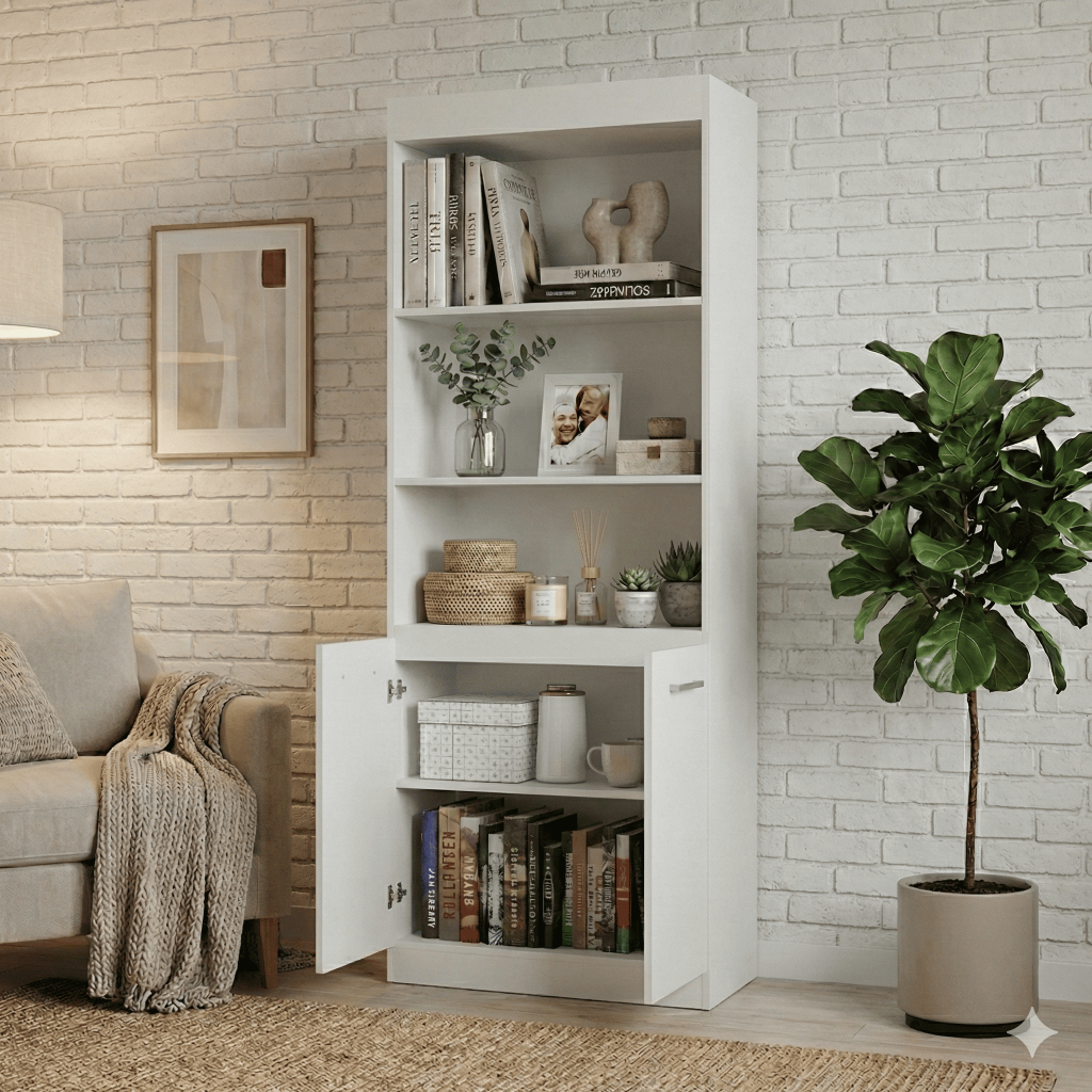 Armário Vertical com Portas e Nichos Verona Organizador de Documentos e Livros em Oferta na Shopee