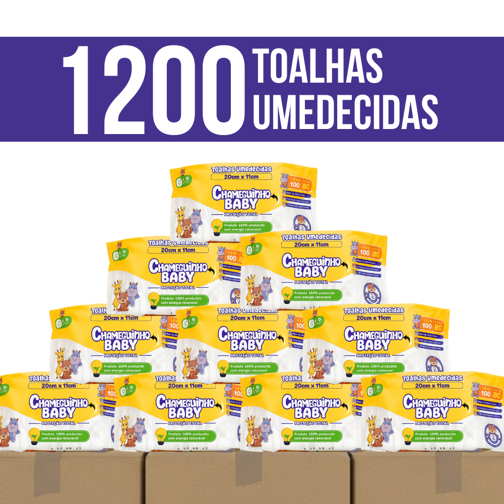 Kit Toalhas Umedecidas Chameguinho Baby Caixa Lenços Hipoalérgicos Higiene Uso Adulto Infantil Bebê
